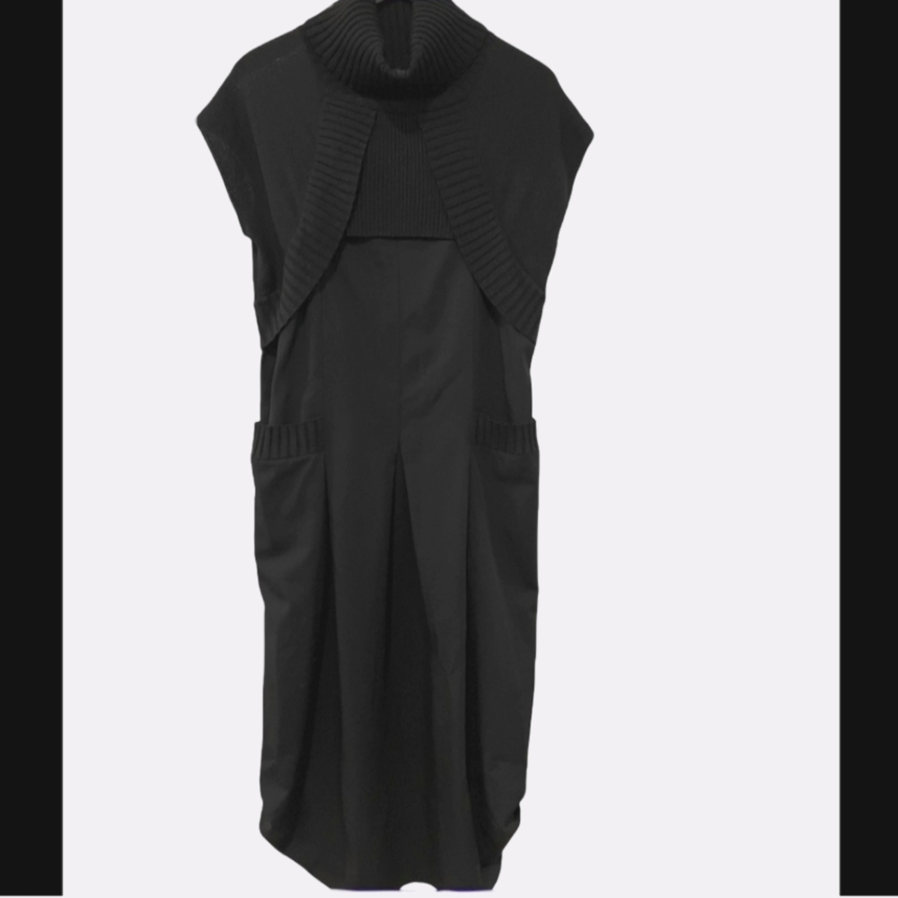 Crea Concept Parisian Contemporary Black Turtle Neck Sweater Dress Pockets 42